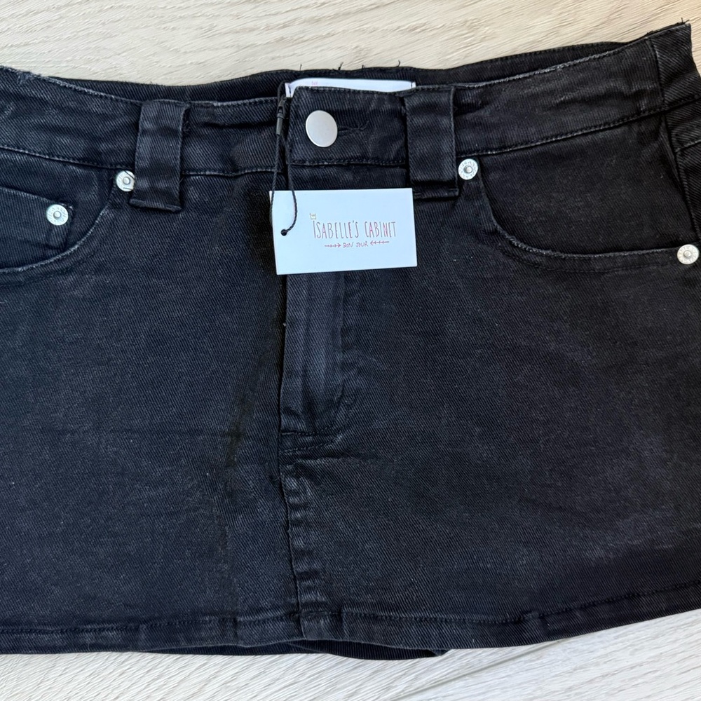 Black Denim Mini Skirt